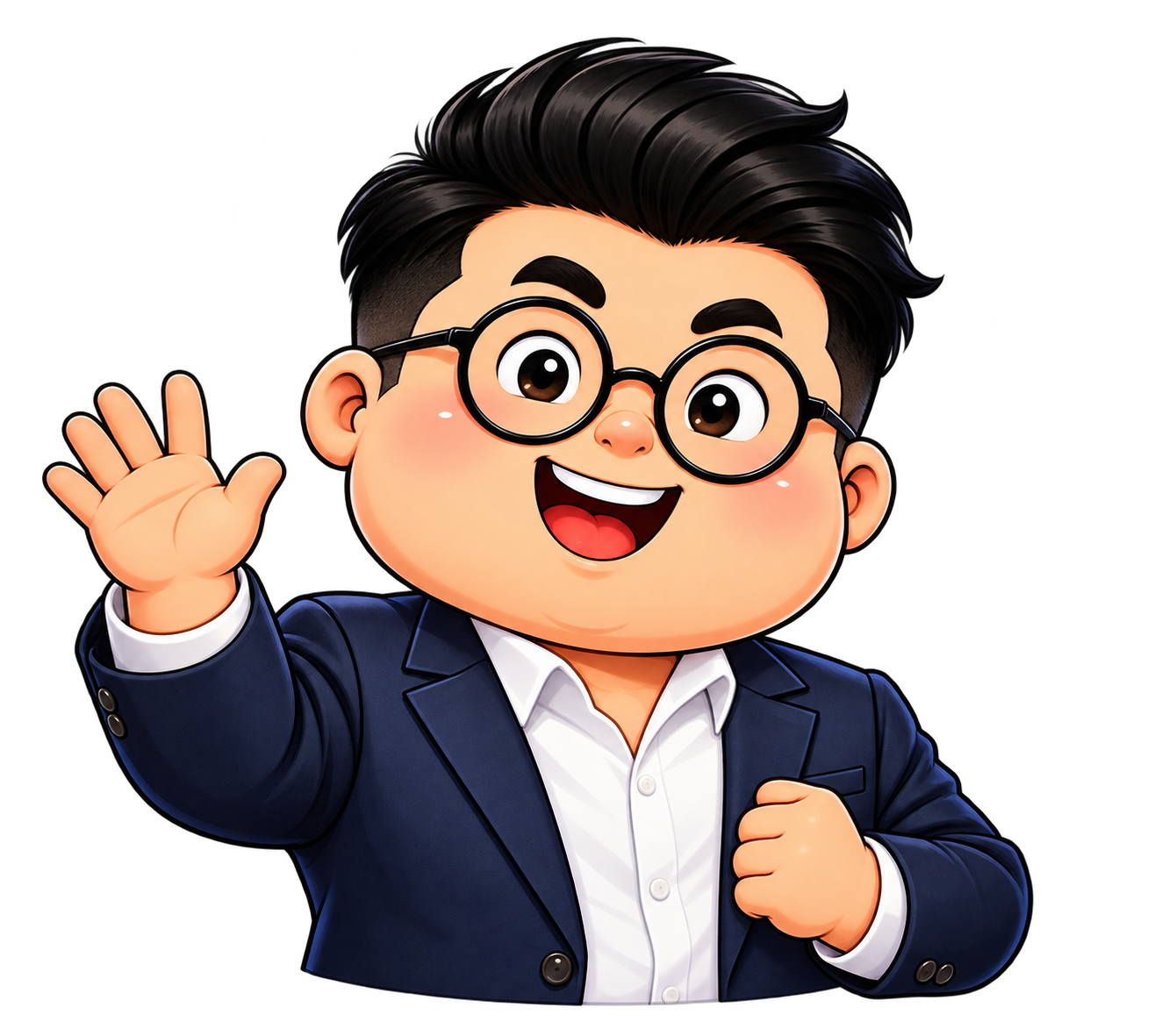 Mr Tròn chibi mặc vest chào nhà đầu tư CKFun